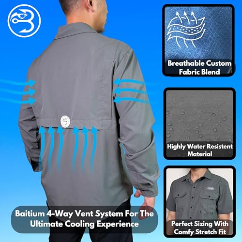 Men's UV UPF 50+ Sun Protection Long Sleeve Shirt, Fishing Shirts for Men, Poncho Shirts for Men, Button Up Shirts for Men3