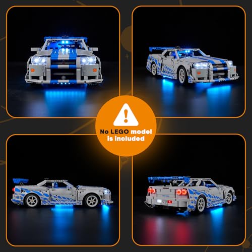 Image of LIGHTAILING Light for Lego-42210 2-Fast-2 Furious-Nissan-Skyline GT-R (R34) Car - Led Lighting Kit Compatible with Lego Building Blocks Model - NOT Included The Model Set