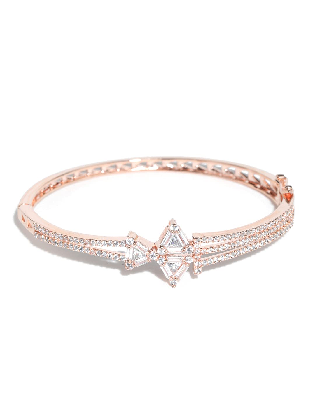 Priyaasi American Diamond Rose Gold Plated Floral Bangle Style Bracelet (B09HGLPSPP) Amazon Price History, Amazon Price Tracker
