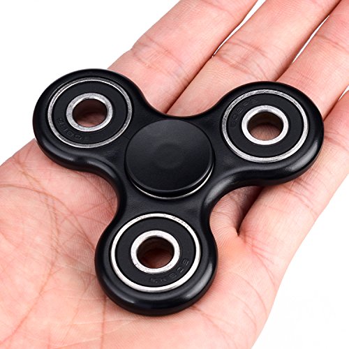 FridayFun Tri-Spinner Fidget EDC ADHD Focus Toy With Smaller Friction and Longer rotation, Great for Anxiety Relief & Deep Thought (black)