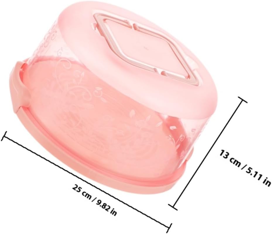 2pcs Portable round Cake Box with Lid Pink Pp Cake Carrier Storage Container for Dessert Fresh Keeping Holder with Handle for Baking and Transport