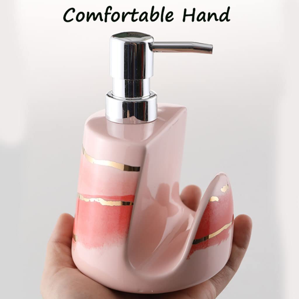 Dispensador de jabón de cerámica, dispensador de loción de Relleno de Doble propósito, Bomba a Prueba de óxido, Bomba de jabón de Esponja, Fregadero de Cocina de 400ml/13,5 oz