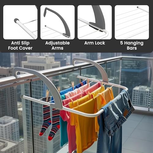 Aspect 3-Tier Folding Clothes Airer & 5-Tier Radiator Drying Rack with Extra Wings, Lightweight & Space-Saving for Indoor/Outdoor Use - Image 6