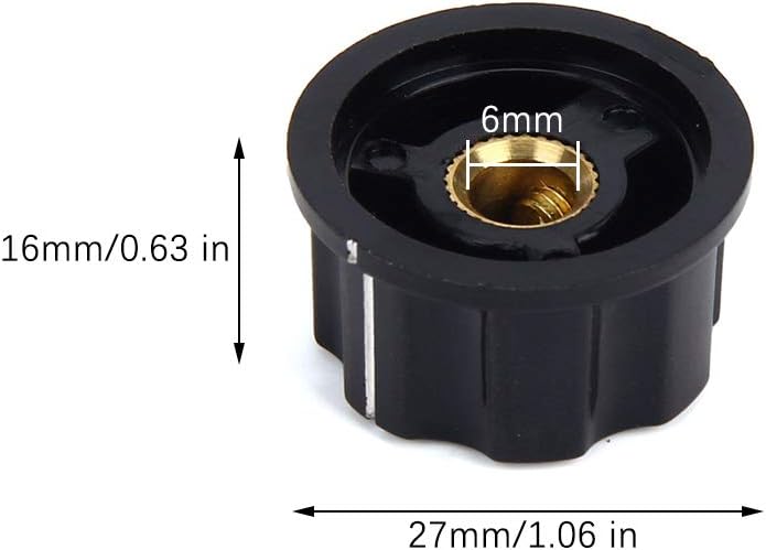 Top Rotary Knobs, 4 pcs Round 27 mm Grooved Grip Shaft Potentiometers Turning Knobs for 6 mm Diameter Shaft Potentiometer - Image 4