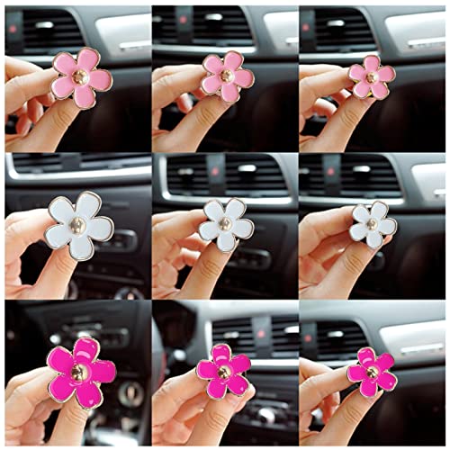 Image of 12 Pcs Daisy Flower Air Vent Clip, BetterJonny Colorful Car Air Conditioning Outlet Clip Car Vent Flowers Daisy Car Decorations for Girls Women Car Interior Decoration (3 Colors)