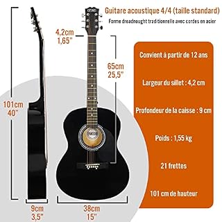 3rd Avenue Pack Guitare Acoustique 4/4 Taille Standard pour Débutants, Housse, Médiators, Jeu de Cordes de Rechange… - Les Beatles, Paul McCartney, John Lennon, RIngo Starr, George Harrison 3rd Avenue Pack Guitare Acoustique 4/4 Taille Standard pour Débutants, Housse, Médiators, Jeu de Cordes de Rechange… – Image 2