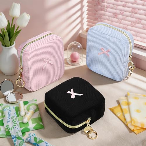 Image of Period Bag for Teen Girls, Corduroy Sanitary Napkin Storage Bag, Menstrual Pad Pouches Tampon Holder for Purse