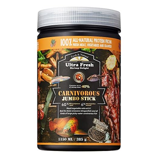 Ultra Fresh Monster Fish Food, Wild Sword Prawns, Floating Sticks for Oscars, Large Cichlids and Tropical Fish, Carnivorous Jumbo Stick 13.58 oz