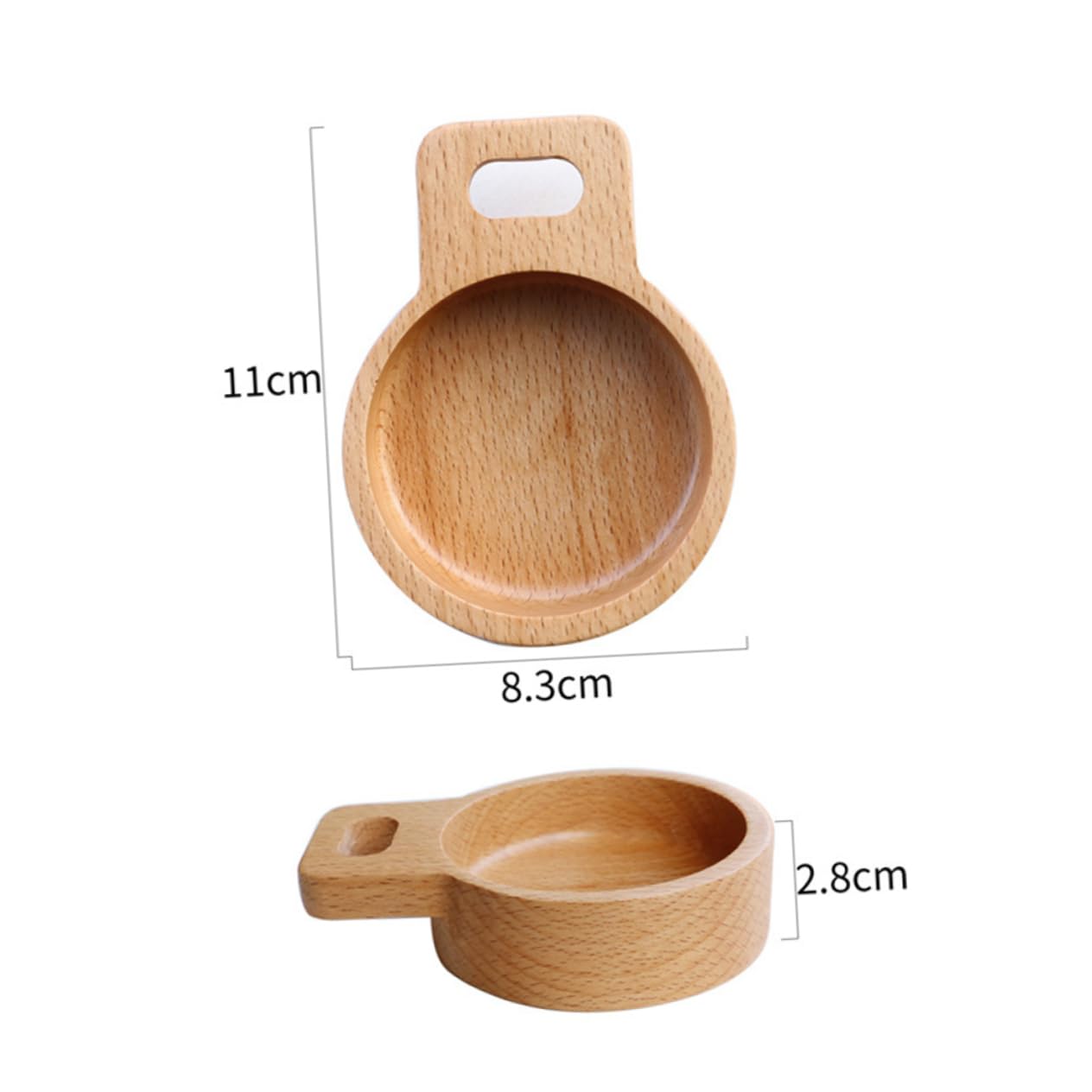 DECHOUS 2Pcs Snack Sauce Dishes Beech Small Dinner Plates with Handle for Appetizers Seasoning and Dipping Round for Home Kitchen Parties