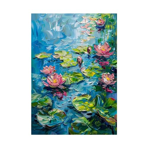 Tableau impression peinture de lotus WODJEM toile décoration murale moderne 60x80
