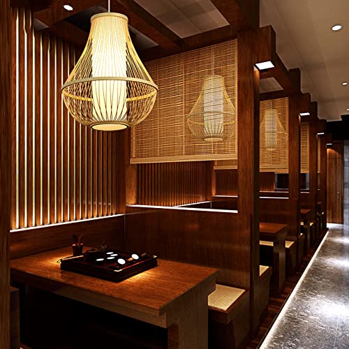 Lustre en bambou pour restaurant et café suspension style rétro