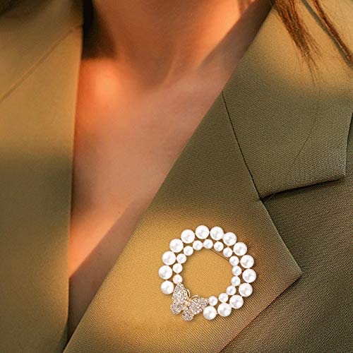 Image of Pearl Diamond Brooch Pins for Dress Sweater Scarf, Wedding Party Decoration Birthday Christmas Gift