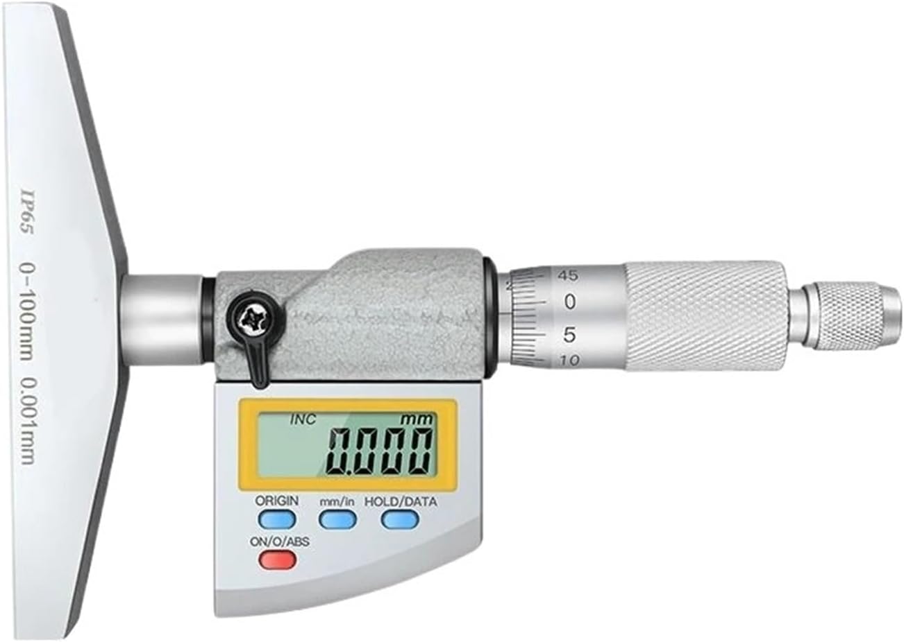 Digital Micrometer, Ip65 Level 0-100Mm Digital Depth Micrometer 0.001Mm Electronic Depth Micrometer Base Machinist Mico Gauge Deep Micrometer,