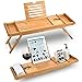 Bed Table & Bathtub Tray - Combines bamboo bath tub caddy for relaxation and bed tray for productivity into 1 - Luxurious bathtub caddy for bath accessories wine glass book iPad phone and laptop