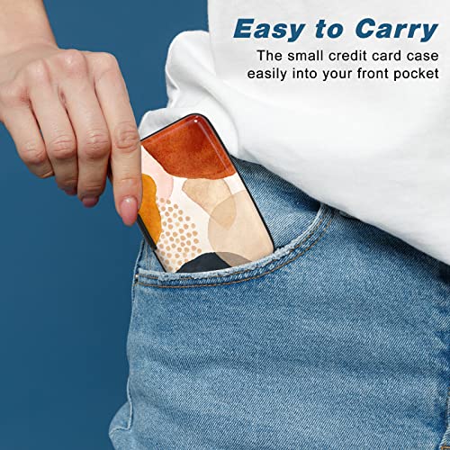 Image of Credit Card Holder, Mini Aluminum Card Wallet RFID Blocking Slim Metal Hard Card Case for Women Men, Abstract Marble