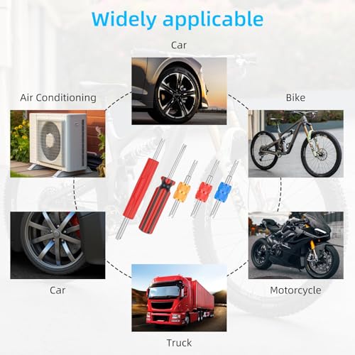 Image of 5PCS Valve Stem Removal Tool& Valve Core Removal Tool for Air Conditioning, Tire Stem Removal Tool& Valve Stem Puller Single and Dual Heads for Valve Core Remover Tire Valve Stem Removal Tool