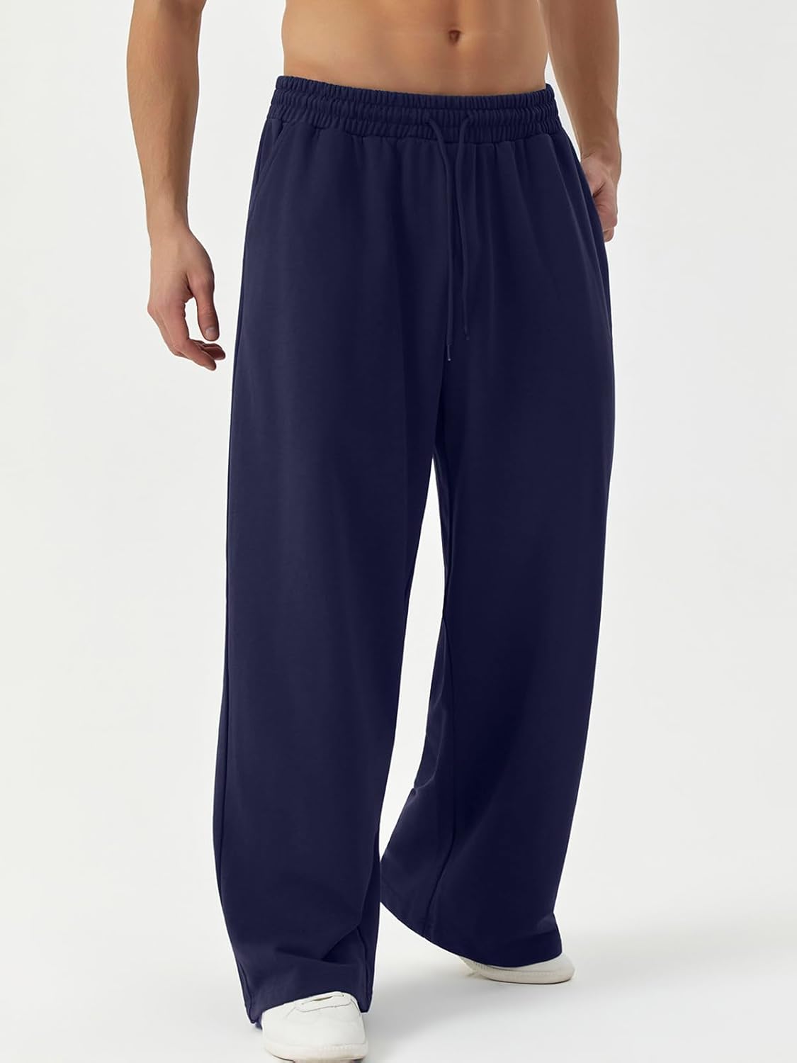 Men's Baggy Fleece Sweatpants Wide Leg Elastic Waist Athletic Joggers Loose Lounge Pants with Pockets - Image 6