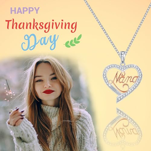 Ado Glo Christmas Grandma Gift, Nana Two Tone Love Heart Pendant Necklace, Women Fashion Jewelry, Her Birthday Anniversary Wedding Thanksgiving Xmas Present - Image 4