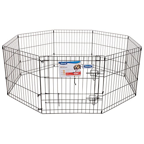 Petmate 30-Inch by 24-Inch 8-Panel Exercise Pen with Step Through Door,Black