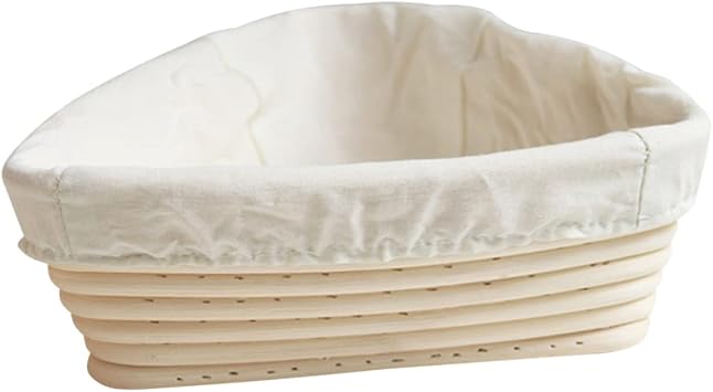 Zerodeko 2pcs Hand Woven Rattan Proofing Basket with Khaki Cover Non Stick Triangular Bread Dough Rising Container for Home Bakery and Artisan Bread Baking Supplies