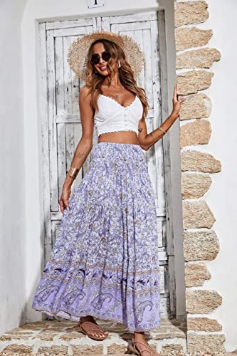 Image of CFLONGE Summer Maxi Skirts for Women 2026 Trendy Floral A Line Boho Skirt