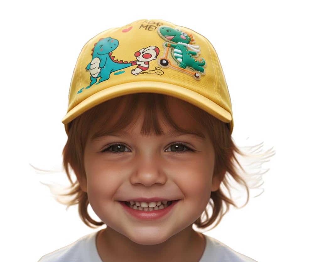 Kids Dinosaur Baseball Cap| Cute Toddler Boys Girls| Wait for Me Cartoon Sun Hat – Adjustable Outdoor Summer Play Travel Sports Cap