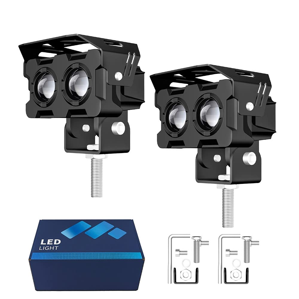 LED Motorcycle Driving Lights, 100W White and Amber LED Fog Lights for ATV UTV SUV E-Bike Truck Boat Tractor