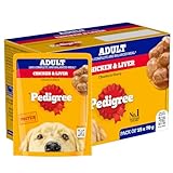 Pedigree Adult Wet Dog Food, Chicken & Liver Chunks in Gravy, 70 g (Pack of 15), Complete & Balanced Meal for Adult Dogs