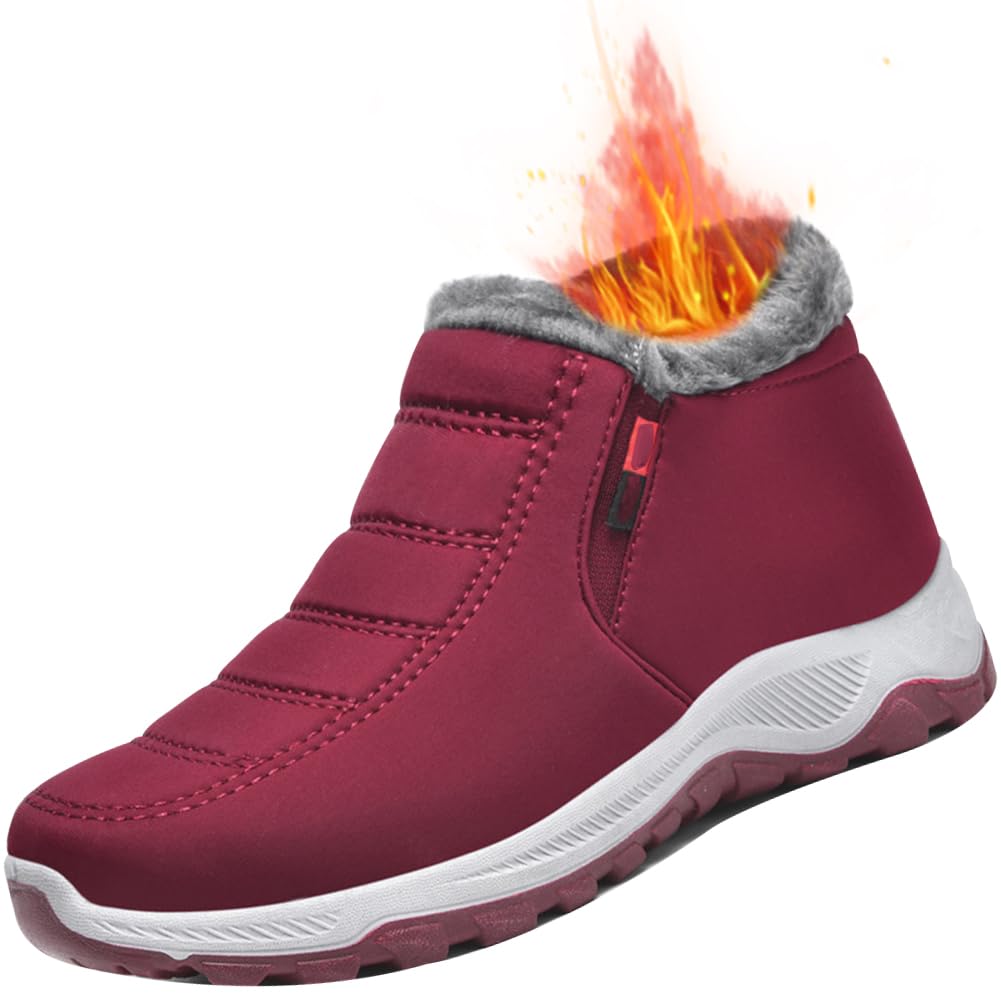 Aocase Women Shoes for Swollen Feet Women's Winter Warm Light Weight Sneaker Wide Width for Elderly Swollen Feet Arthritis Recovery Shoes for Arthritis in the Feet,Red,41/255mm