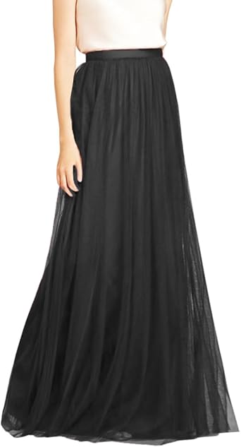 WDPL 3 Layers Soft Tulle Skirt Maxi Long Bridal Wedding Skirts for Women
