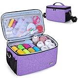 costura bolsas de compra MÚLTIPLES BOLSILLOS - La bolsa para kit de costura hay 1 bolsillo con cremallera translúcido y 1 bolsillo abierto en el interior para guardar tijeras, agujas de coser, cintas métricas y otros suministros de coser. 2 bolsillos laterales y 1 bolsillo trasero para caber patrones de costura o cosas personales.