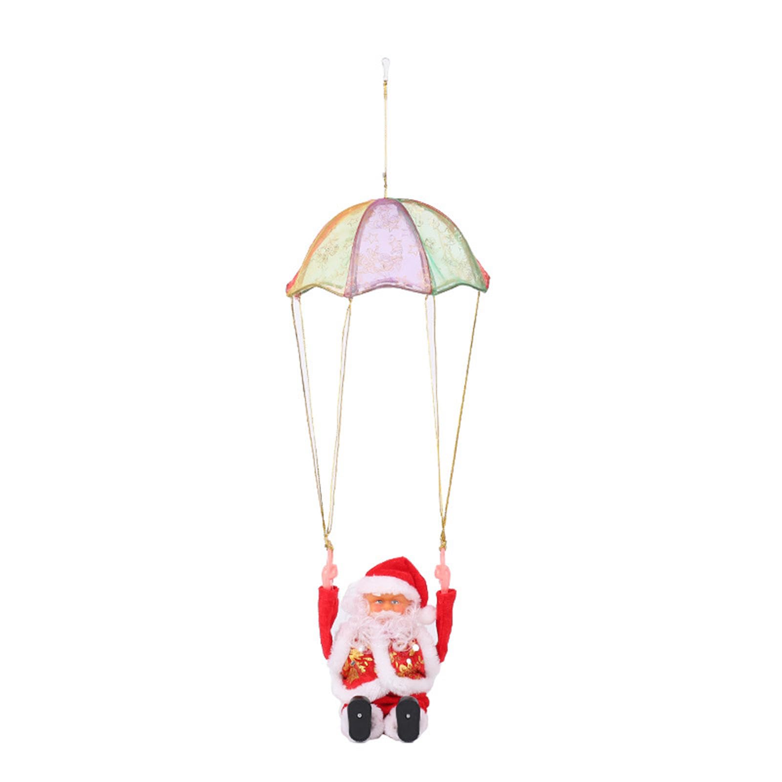 Père Noël électrique parachute : décoration animée suspendue pour sapin et maison