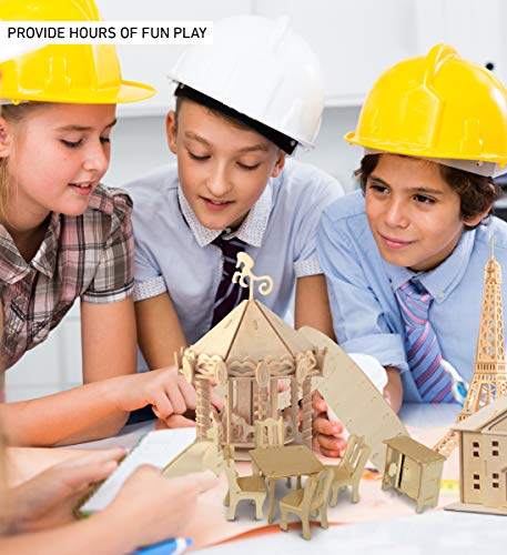 Puzzled 3D Puzzle Dining Room Dollhouse Set Wood Craft Construction Model Kit, Fun & Educational DIY Wooden Toy Assemble Model Unfinished Crafting Hobby Puzzle to Build & Paint for Decoration 29 Piece