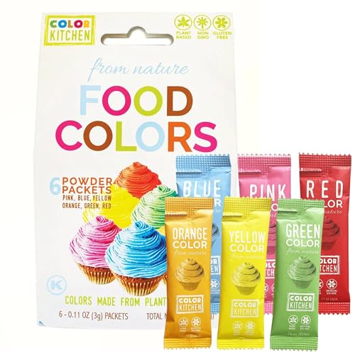 Color Kitchen Food Coloring Vibrant 6 Pack – Plant-based Colors, Artificial Dye-free, Gluten-free, Non-GMO, Kosher, Vegan, Colors for Frosting and Natural Healthy Baking, Soy free