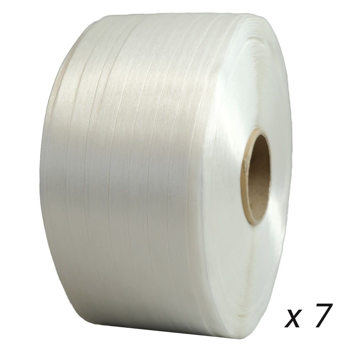 Lote de 7 flejes hilo a hilo 13 mm x 1100 m incluye 1 GRATIS - Fleje textil de alta resistencia 375kg - TECPLAST LFF1