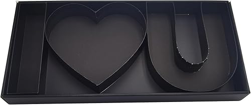 Miniatura 2 de Caja de regalo vacía en forma de letra I Love U Cartón Flor Chocolate Embalaje con tapa transparente (I Heart U, Negro)