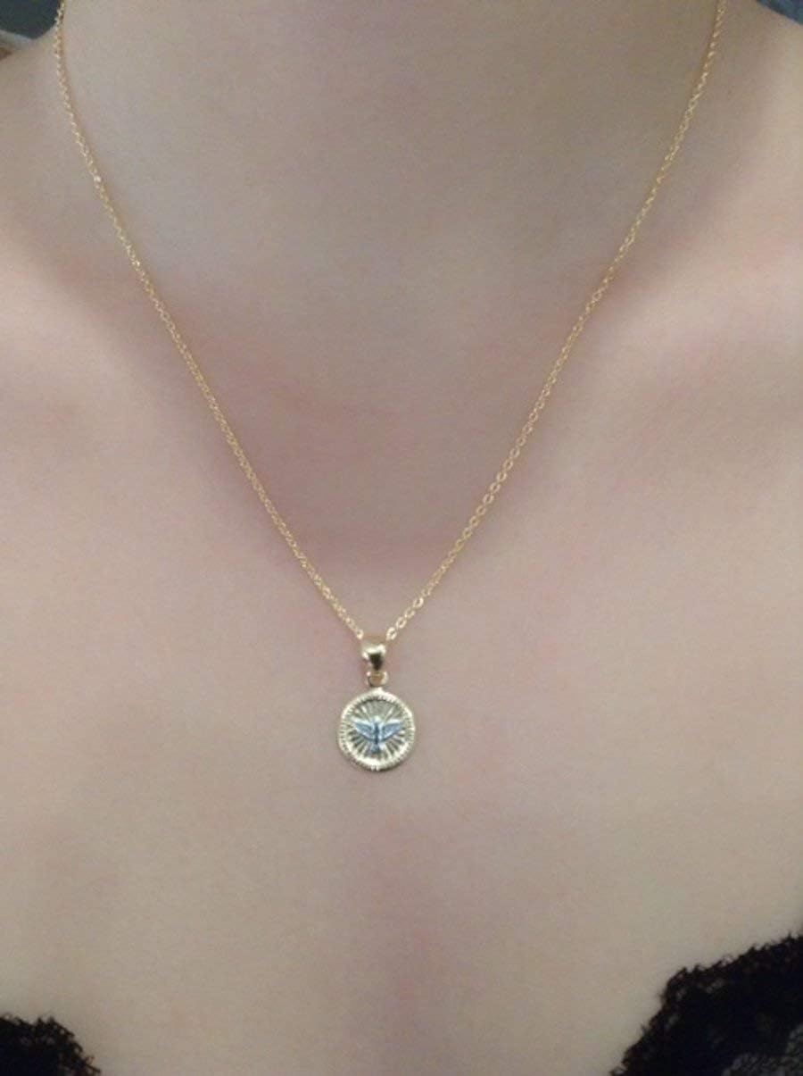 SIFRIMANIA Holy Spirit Medal Necklace 17.2 Inches 18k Gold Plated Chain - Image 2