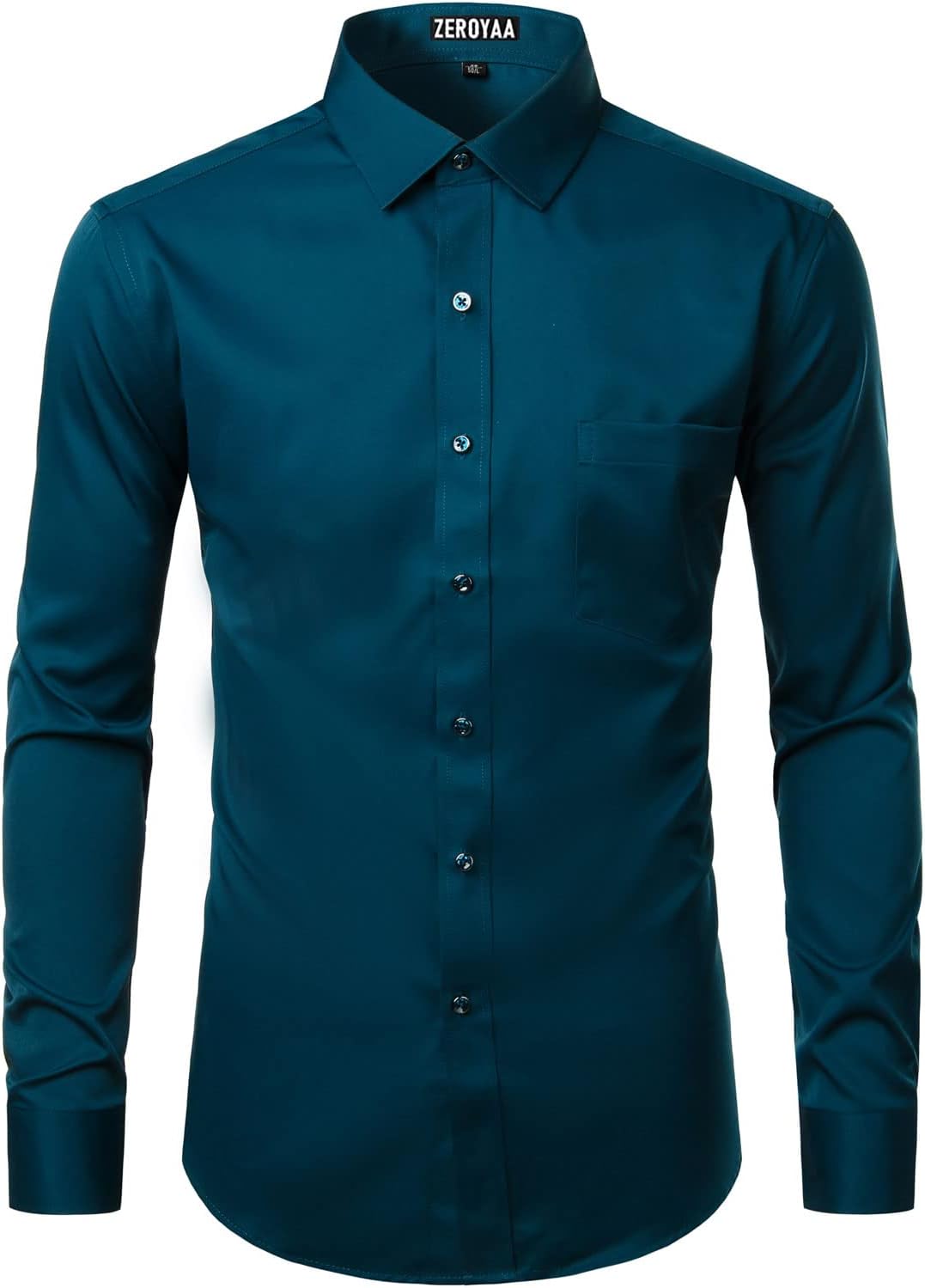 ZEROYAA Men's Business Formal Slim Fit Long Sleeve Button Up Dress Shirts with Pocket