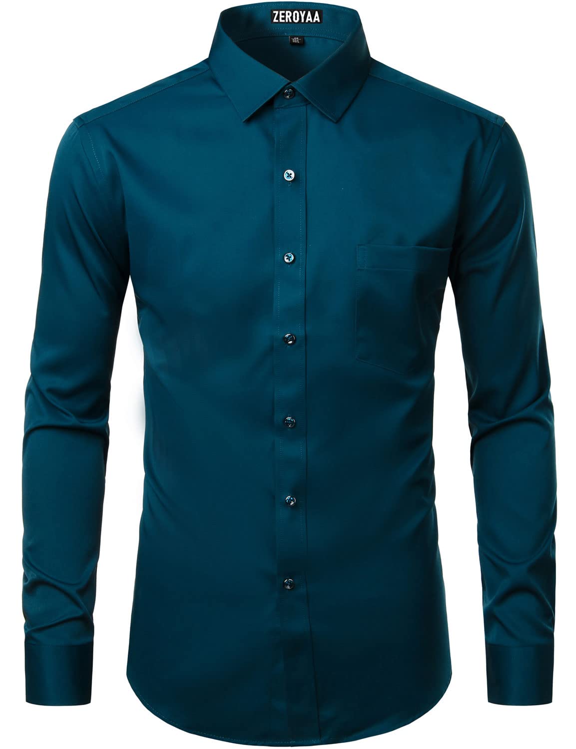 ZEROYAA Mens Business Formal Slim Fit Long Sleeve Button Up Dress Shirts with Pocket