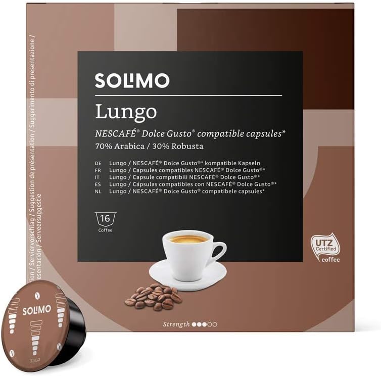 Amazon Brand Solimo Lungo NESCAFÉ DOLCE GUSTO Compatible Coffee Pods