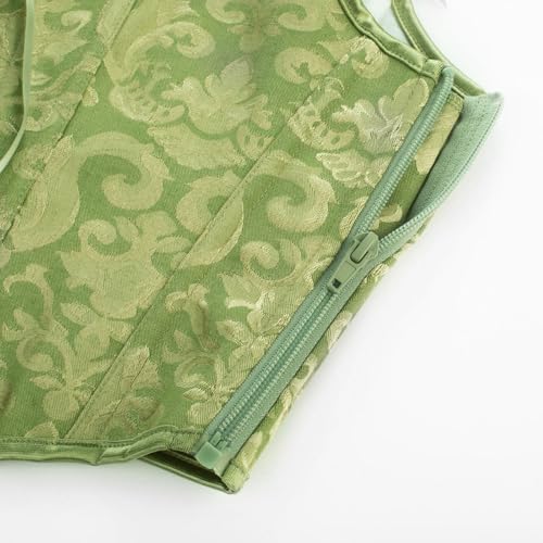 Image of Scarlet Darkness Women Renaissance Corset Pirate Bustier Top Bodice Bodyshaper Green Jacquard Size 12