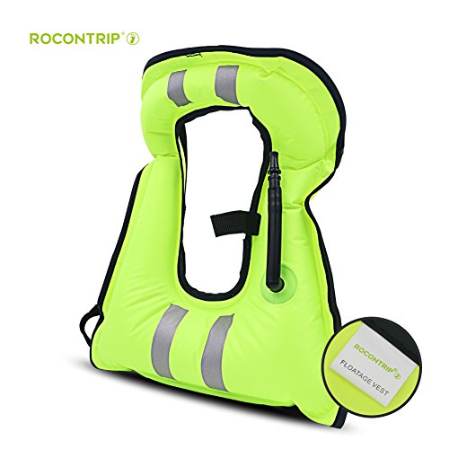 ROCONTRIP Life Jackets, Reflective Inflatable Snorkel Vest High Visibility Portable Tear-Resistant Life Vest