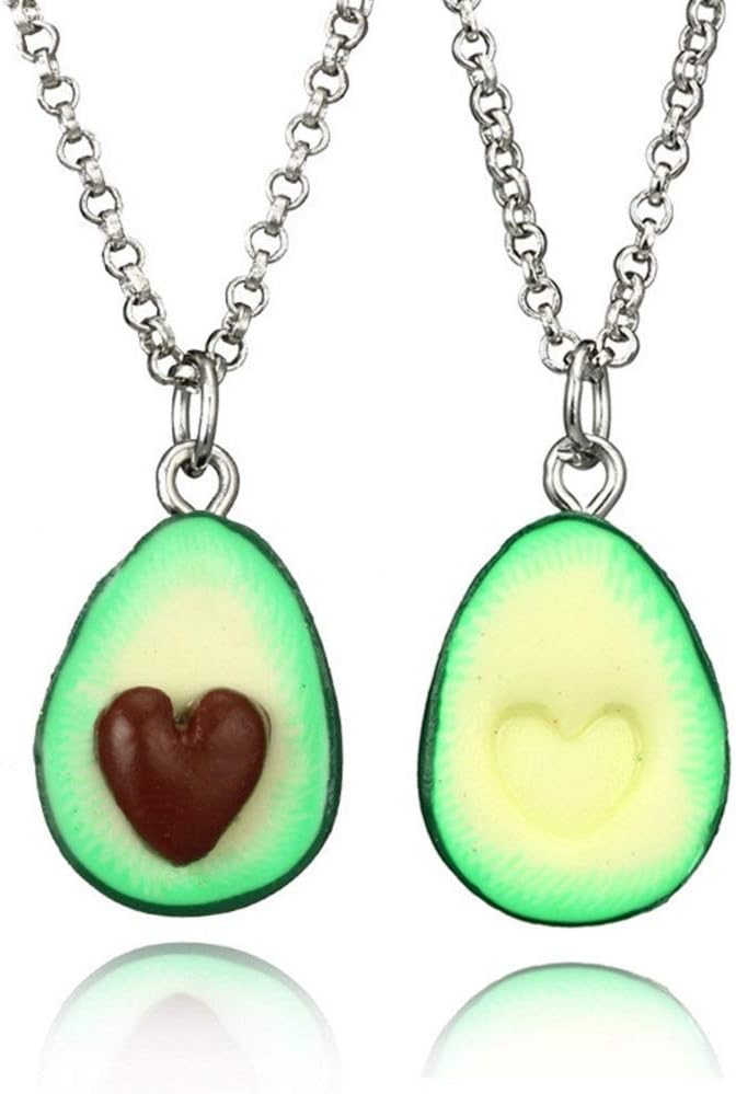 MJartoriaBFF Necklace for 2-Best Friend Necklaces Cute Avocado with Heart Friendship Necklaces Set of 2 Friendship Valentine Gifts (Avocado)