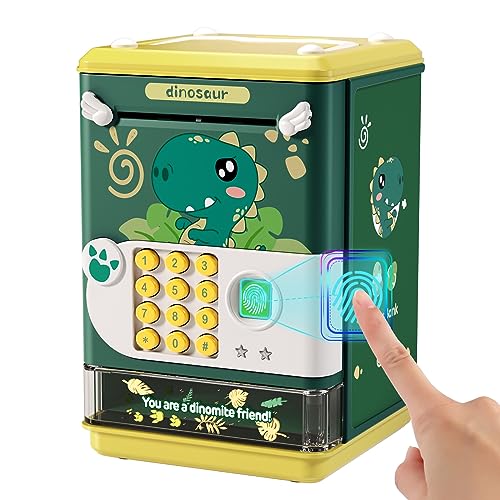 Image of Deejoy Dinosaur Electronic Piggy Bank for Boys,Mini ATM Toys of Kids,Savings Machine with Personal Password & Fingerprint Unlocking Simulation - Music Box with Songs Age 3-8 Years