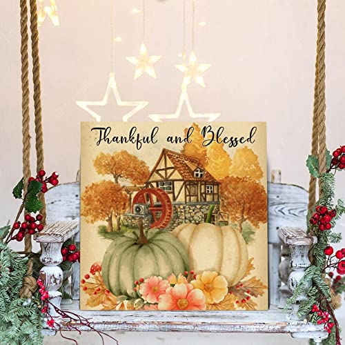 Panneau en bois Thankful and Blessed 30cm finition haut de gamme