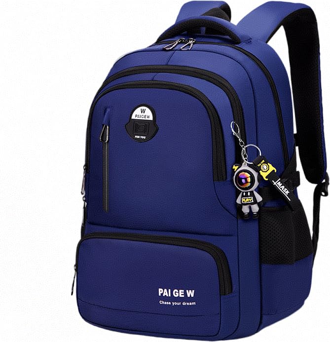 3-12 Grades, Large Capacity, Lightweight, Ergonomic Back Support, Anti-Strain,Shoulder Bag for Primary & Secondary Students (Blue, Large)