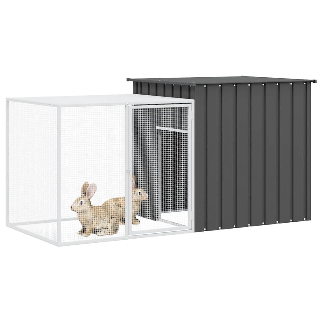 Kaninchenkäfig Anthrazit aus verzinktem Stahl 200x91x100 cm mit Flügeltür und Belüftung, vielseitiger Hasenstall für Freilauf und Schutz von Zwergkaninchen, Nagerheim für Indoor und Outdoor