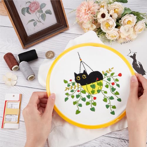 Image of OLYCRAFT Metal Embroidery Hoop 8.7x8.7x0.9 Inch Yellow Spring Tension Frame with Plastic Hoop Ring Large Metal Embroidery Hoops Cross Stitch Hoops Embroidered Frame for Embroidered Cross Stitch