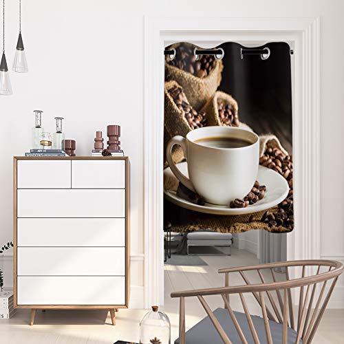 Cycoshower Blackout Curtain Room Darkening Window Curtain Coffee Cup With Coffee And Coffee Beans Grommet Ultra Soft Curtain For Wall Decor Home Decor- 54X84Inch #TOP1