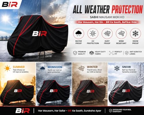 Image of Classic Gunmetal Water Resistant Bike Cover for All Motorcycles & Rain | Heavy Duty Taffeta Fabric | UV Protection, Dustproof, Scratchproof | All Weather Two Wheeler Body Cover with Elastic Bottom